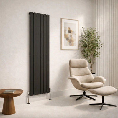  - Planet Radiators Flat Panel Single 1800 X 528mm Cast Iron Style Radiator Black