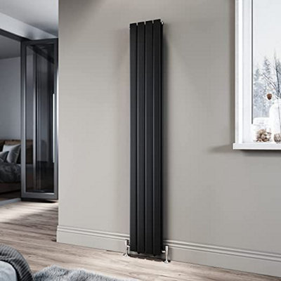  - Planet Radiators Flat Panel Double 1800 X 232mm Cast Iron Style Radiator Black