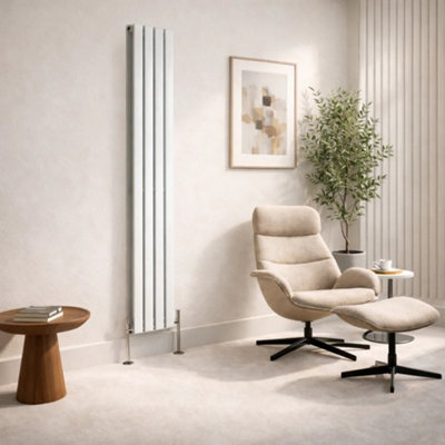  - Planet Radiators Flat Panel Double 1800 X 304mm Cast Iron Style Radiator White