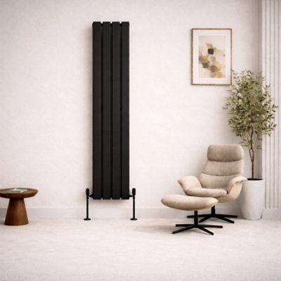  - Planet Radiators Flat Panel Double 1800 X 304mm Cast Iron Style Radiator Black