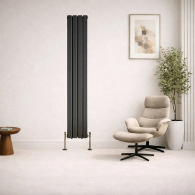  - Planet Radiators Flat Panel Double 1800 X 304mm Cast Iron Style Radiator Anthracite