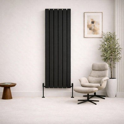  - Planet Radiators Flat Panel Double 1800 X 456mm Cast Iron Style Radiator Black