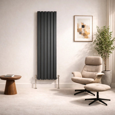  - Planet Radiators Flat Panel Double 1800 X 456mm Cast Iron Style Radiator Anthracite