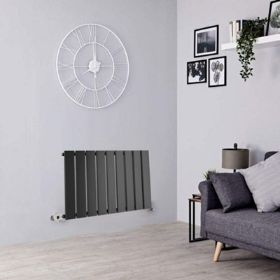  - Planet Radiators Flat Panel Single 400 X 604mm Cast Iron Style Radiator Black