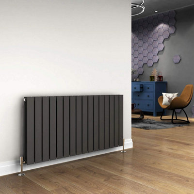  - Planet Radiators Flat Panel Single 400 X 1288mm Cast Iron Style Radiator Anthracite