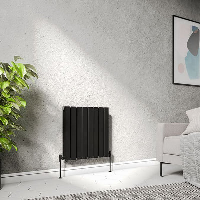  - Planet Radiators Flat Panel Double 400 X 608mm Cast Iron Style Radiator Black