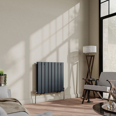  - Planet Radiators Flat Panel Double 400 X 608mm Cast Iron Style Radiator Anthracite