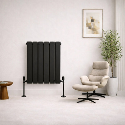  - Planet Radiators Flat Panel Double 600 X 608mm Cast Iron Style Radiator Black