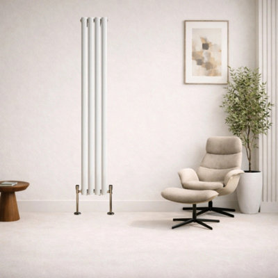  - Planet Radiators Oval Panel Single 1600 X 240mm Cast Iron Style Radiator White