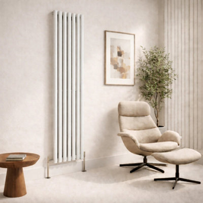  - Planet Radiators Oval Panel Single 1600 X 480mm Cast Iron Style Radiator White