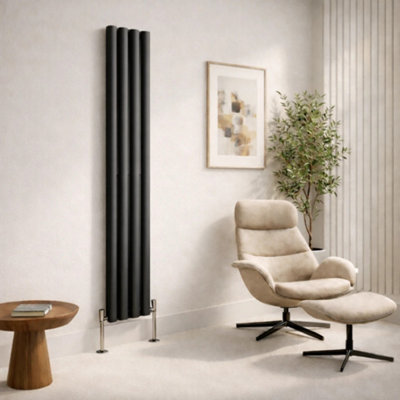  - Planet Radiators Oval Panel Double 1600 X 240mm Cast Iron Style Radiator Anthracite
