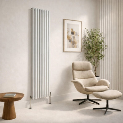  - Planet Radiators Oval Panel Double 1600 X 480mm Cast Iron Style Radiator White