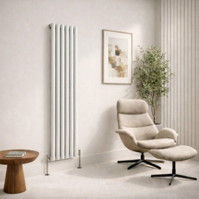  - Planet Radiators Oval Panel Single 1800 X 360mm Cast Iron Style Radiator White