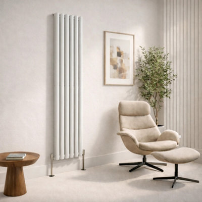 - Planet Radiators Oval Panel Double 1800 X 360mm Cast Iron Style Radiator White
