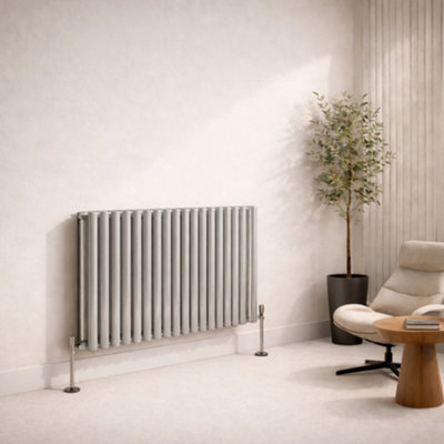  - Planet Radiators Oval Panel Double 600 X 1020mm Cast Iron Style Radiator White