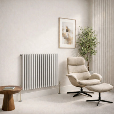  - Planet Radiators Oval Panel Single 600 X 1020mm Cast Iron Style Radiator White