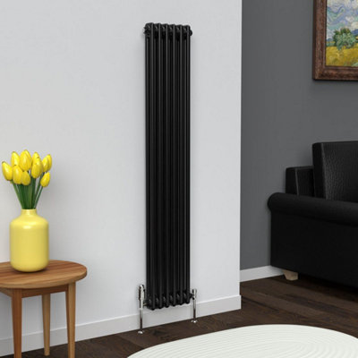 Planet Radiators Two Column 1500 X 290mm Cast Iron Style Radiator Black from B&Q