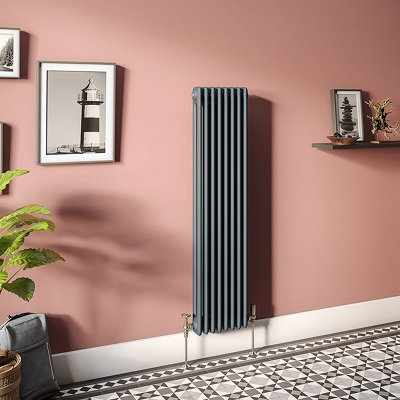  - Planet Radiators 2 Column 1500 X 380mm Cast Iron Style Radiator Anthracite