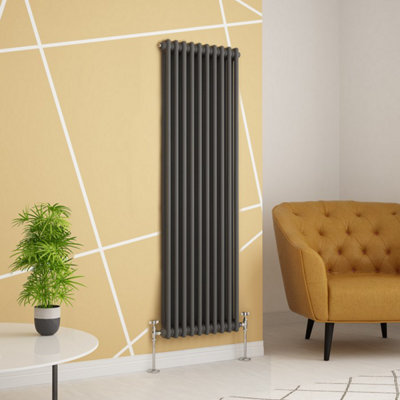  - Planet Radiators 2 Column 1500 X 470mm Cast Iron Style Radiator Anthracite