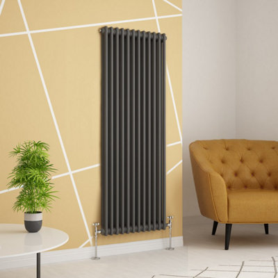  - Planet Radiators 2 Column 1500 X 560mm Cast Iron Style Radiator Anthracite