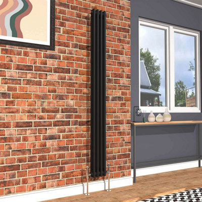  - Planet Radiators Two Column 1800 X 200mm Cast Iron Style Radiator Black