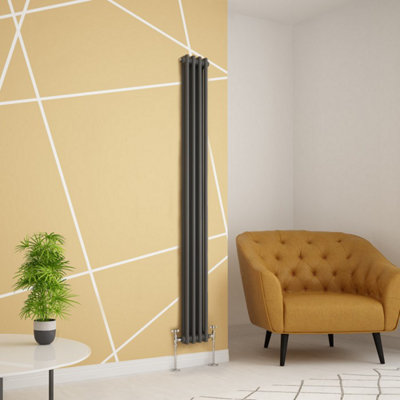  - Planet Radiators 2 Column 1800 X 200mm Cast Iron Style Radiator Anthracite