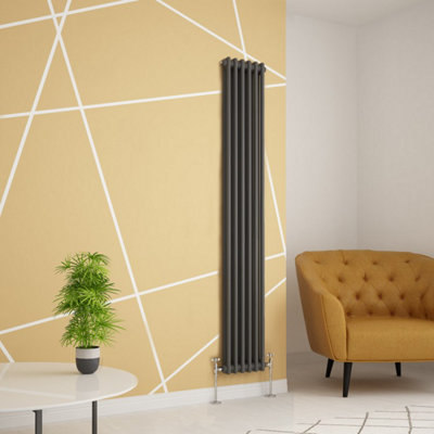  - Planet Radiators 2 Column 1800 X 290mm Cast Iron Style Radiator Anthracite