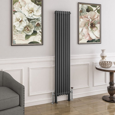  - Planet Radiators 2 Column 1800 X 380mm Cast Iron Style Radiator Anthracite