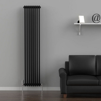 - Planet Radiators Two Column 1800 X 470mm Cast Iron Style Radiator Black