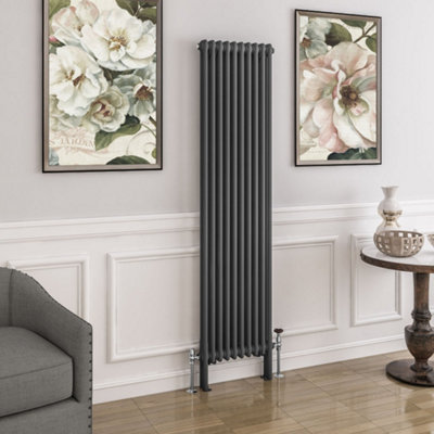  - Planet Radiators 2 Column 1800 X 470mm Cast Iron Style Radiator Anthracite