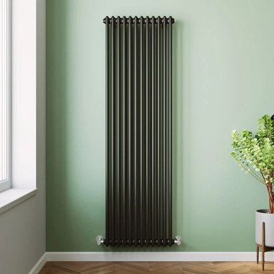  - Planet Radiators Two Column 1800 X 560mm Cast Iron Style Radiator Black