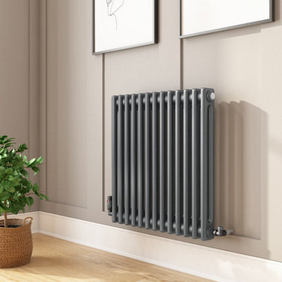  - Planet Radiators 2 Column 450 X 605mm Cast Iron Style Radiator Anthracite