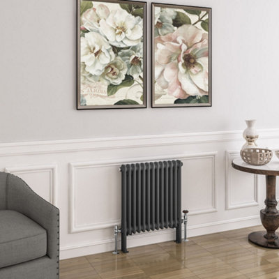  - Planet Radiators 2 Column 600 X 605mm Cast Iron Style Radiator Anthracite