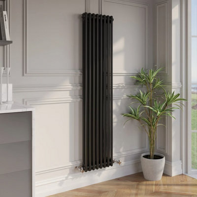 Planet Radiators Three Column 1500 X 290mm Cast Iron Style Radiator Black from B&Q