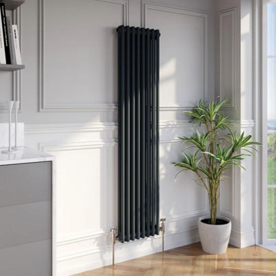 Planet Radiators 3 Column 1500 X 290mm Cast Iron Style Radiator Anthracite from B&Q