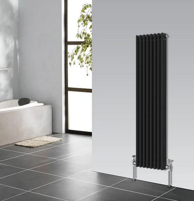 - Planet Radiators Three Column 1500 X 380mm Cast Iron Style Radiator Black