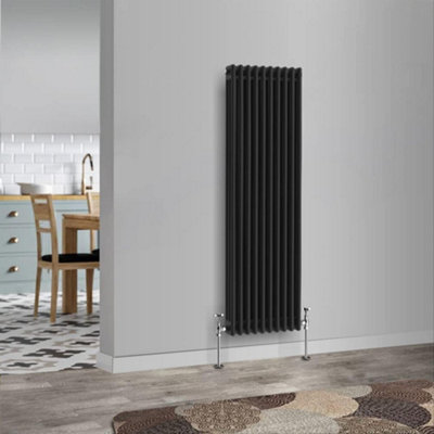  - Planet Radiators Three Column 1500 X 470mm Cast Iron Style Radiator Black