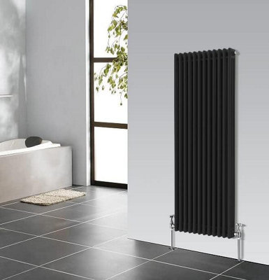  - Planet Radiators Three Column 1500 X 560mm Cast Iron Style Radiator Black