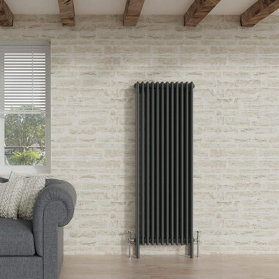  - Planet Radiators 3 Column 1500 X 560mm Cast Iron Style Radiator Anthracite