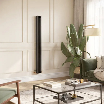  - Planet Radiators Three Column 1800 X 200mm Cast Iron Style Radiator Black