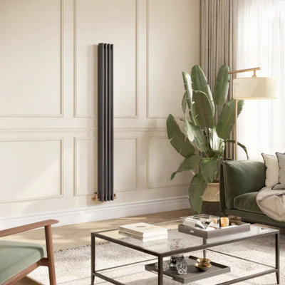  - Planet Radiators 3 Column 1800 X 200mm Cast Iron Style Radiator Anthracite