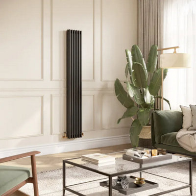  - Planet Radiators Three Column 1800 X 290mm Cast Iron Style Radiator Black