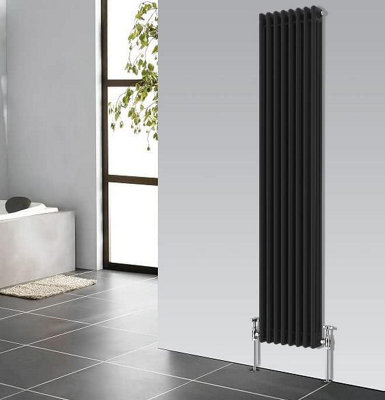  - Planet Radiators Three Column 1800 X 380mm Cast Iron Style Radiator Black