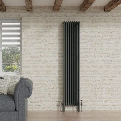  - Planet Radiators 3 Column 1800 X 380mm Cast Iron Style Radiator Anthracite