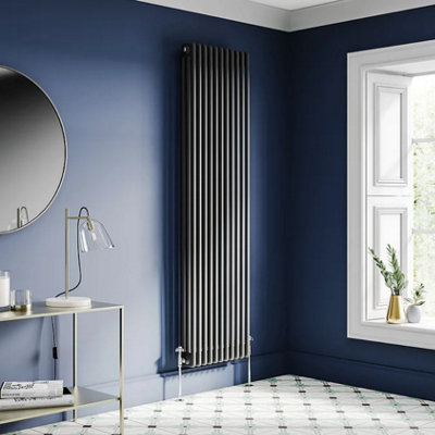  - Planet Radiators Three Column 1800 X 470mm Cast Iron Style Radiator Black
