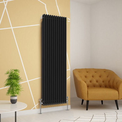  - Planet Radiators 3 Columns 1800 X 560mm Cast Iron Style Radiator Black