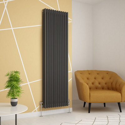  - Planet Radiators 3 Columns 1800 X 560mm Cast Iron Style Radiator Anthracite