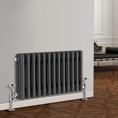  - Planet Radiators 3 Column 300 X 605mm Cast Iron Style Radiator Anthracite