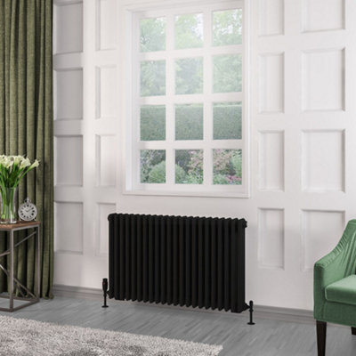  - Planet Radiators Three Column 600 X 1010mm Cast Iron Style Radiator Black