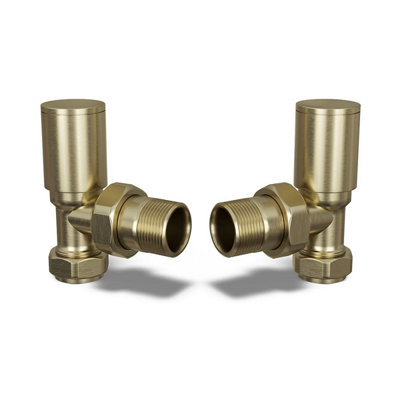  - Angled Manual Radiator Valve Brushed Brass